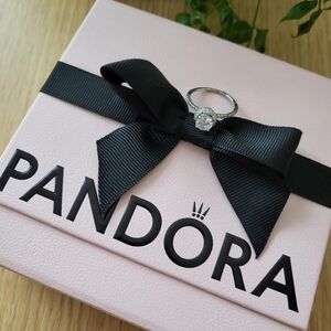 Pandora Silver Ring with Cubic Zirconia Stone